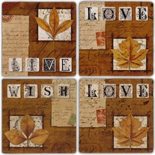 Oscar Stone Doğaltaş Bardak Altlığı  4'lü Set 10 x 10 cm