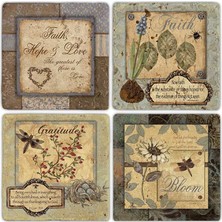 Oscar Stone Doğaltaş Bardak Altlığı  4'lü Set 10 x 10 cm