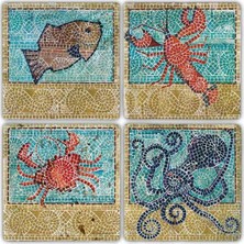 Oscar Stone Doğaltaş Bardak Altlığı  4'lü Set 10 x 10 cm