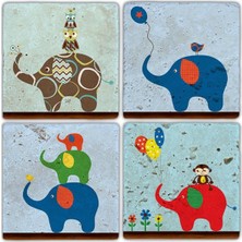 Oscar Stone Doğaltaş Bardak Altlığı  4'lü Set 10 x 10 cm