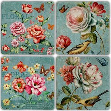 Oscar Stone Doğaltaş Bardak Altlığı  4'lü Set 10 x 10 cm