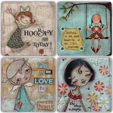Oscar Stone Doğaltaş Bardak Altlığı  4'lü Set 10 x 10 cm