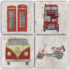 Oscar Stone Doğaltaş Bardak Altlığı  4'lü Set 10 x 10 cm
