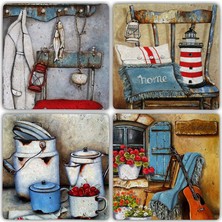 Oscar Stone Doğaltaş Bardak Altlığı  4'lü Set 10 x 10 cm