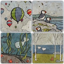 Oscar Stone Doğaltaş Bardak Altlığı  4'lü Set 10 x 10 cm