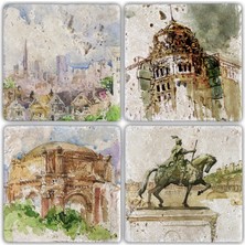 Oscar Stone Doğaltaş Bardak Altlığı  4'lü Set 10 x 10 cm