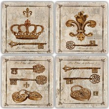 Oscar Stone Doğaltaş Bardak Altlığı  4'lü Set 10 x 10 cm