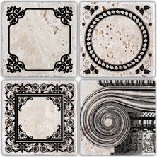 Oscar Stone Doğaltaş Bardak Altlığı - 4'lü Set 10 x 10 cm