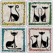 Oscar Stone Doğaltaş Bardak Altlığı - 4'lü Set 10 x 10 cm