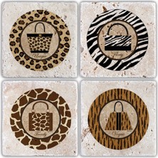 Oscar Stone Doğaltaş Bardak Altlığı - 4'lü Set 10 x 10 cm