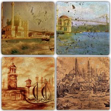 Oscar Stone Doğaltaş Bardak Altlığı - 4'lü Set 10 x 10 cm