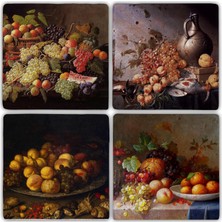 Oscar Stone Doğaltaş Bardak Altlığı - 4'lü Set 10 x 10 cm