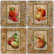 Oscar Stone Doğaltaş Bardak Altlığı - 4'lü Set 10 x 10 cm