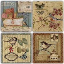 Oscar Stone Doğaltaş Bardak Altlığı - 4'lü Set 10 x 10 cm
