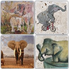 Oscar Stone Doğaltaş Bardak Altlığı - 4'lü Set 10 x 10 cm