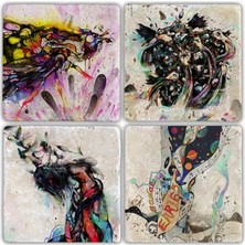 Oscar Stone Doğaltaş Bardak Altlığı - 4'lü Set 10 x 10 cm