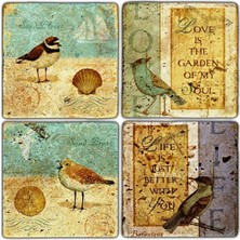 Oscar Stone Doğaltaş Bardak Altlığı - 4'lü Set 10 x 10 cm