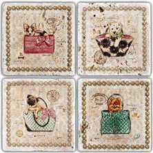 Oscar Stone Doğaltaş Bardak Altlığı - 4'lü Set 10 x 10 cm