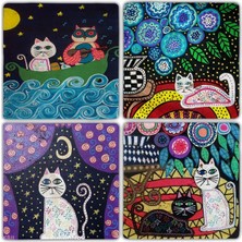 Oscar Stone Doğaltaş Bardak Altlığı - 4'lü Set 10 x 10 cm