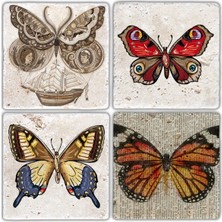 Oscar Stone Doğaltaş Bardak Altlığı - 4'lü Set 10 x 10 cm