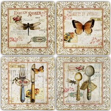 Oscar Stone Doğaltaş Bardak Altlığı - 4'lü Set 10 x 10 cm