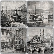 Oscar Stone Doğaltaş Bardak Altlığı - 4'lü Set 10 x 10 cm