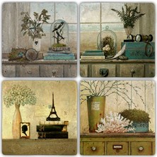 Oscar Stone Doğaltaş Bardak Altlığı - 4'lü Set 10 x 10 cm