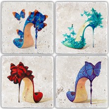 Oscar Stone Doğaltaş Bardak Altlığı - 4'lü Set 10 x 10 cm