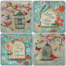 Oscar Stone Doğaltaş Bardak Altlığı - 4'lü Set 10 x 10 cm