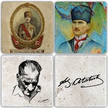 Oscar Stone Doğaltaş Bardak Altlığı - 4'lü Set 10 x 10 cm