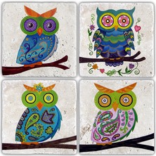 Oscar Stone Doğaltaş Bardak Altlığı - 4'lü Set 10 x 10 cm