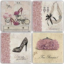 Oscar Stone Doğaltaş Bardak Altlığı - 4'lü Set 10 x 10 cm