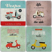 Oscar Stone Doğaltaş Bardak Altlığı - 4'lü Set 10 x 10 cm