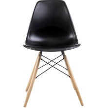 Dorcia Home Siyah Eames Sandalye  2 Adet  Cafe Balkon Mutfak Sandalyesi