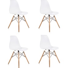 Dorcia Home Beyaz Eames Sandalye  4 Adet  Cafe Balkon Mutfak Sandalyesi