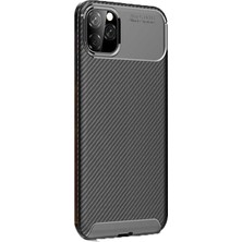 Case Street Apple iPhone 11 Pro Kılıf Negro Karbon Dizayn Silikon + Nano Glass Siyah