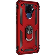 Case Street Huawei Mate 30 Lite Kılıf Çift Katmanlı Yüzüklü Tank Vega Koruma Kılıf Kırmızı