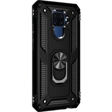 Case Street Huawei Mate 30 Lite Kılıf Çift Katmanlı Yüzüklü Tank Vega Koruma Kılıf Siyah