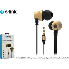 S-link SL-KU150 Mobil Uyumlu Taşıma Çantalı Kulak İçi Siyah/Gold Mikrofonlu Kulaklık