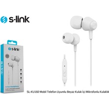 S-link SL-KU160 Mobil Uyumlu Beyaz Kulak İçi Mikrofonlu Kulaklık