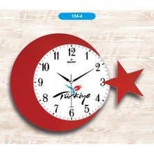 Galaxy Kırmızı Renkli Yuvarlak Duvar Saati Dekoratif Tasarım ve Sessiz Mekanizma