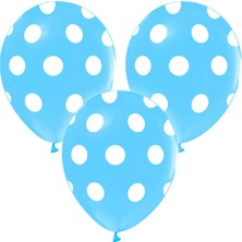 Kidspartim Beyaz Puantiyeli Mavi Balon
