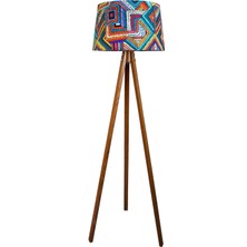 Lambada Masif 3 Ayaklı Lambader,tripod ( Sarmal Desen/açık Ceviz)