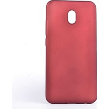 Tekno Grup Xiaomi Redmi 8A Kılıf Mat Premium Silikon Kılıf - Bordo + Tam Kaplayan 5D Cam