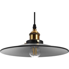Riolight vintage,rustik,retro mutfak,oda,cafe,oteller için siyah 1xe27 metal sarkıt avize çap:38cm