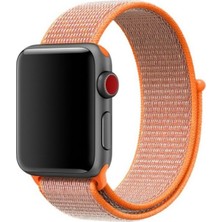 Schulzz Apple Watch Özel Seri 38-40 mm 2-3-4-5-6-SE Uyumlu Spor Loop Dokuma Kordon - Turuncu