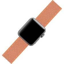 Schulzz Apple Watch Özel Seri 38-40 mm 2-3-4-5-6-SE Uyumlu Spor Loop Dokuma Kordon - Turuncu