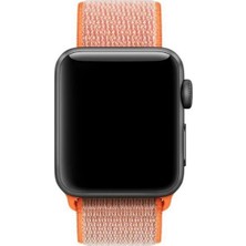 Schulzz Apple Watch Özel Seri 38-40 mm 2-3-4-5-6-SE Uyumlu Spor Loop Dokuma Kordon - Turuncu