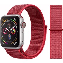 Schulzz Apple Watch Özel Seri 42-44 mm 2-3-4-5-6-SE Uyumlu Spor Loop Dokuma Kordon - Kırmızı