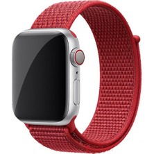 Schulzz Apple Watch Özel Seri 42-44 mm 2-3-4-5-6-SE Uyumlu Spor Loop Dokuma Kordon - Kırmızı